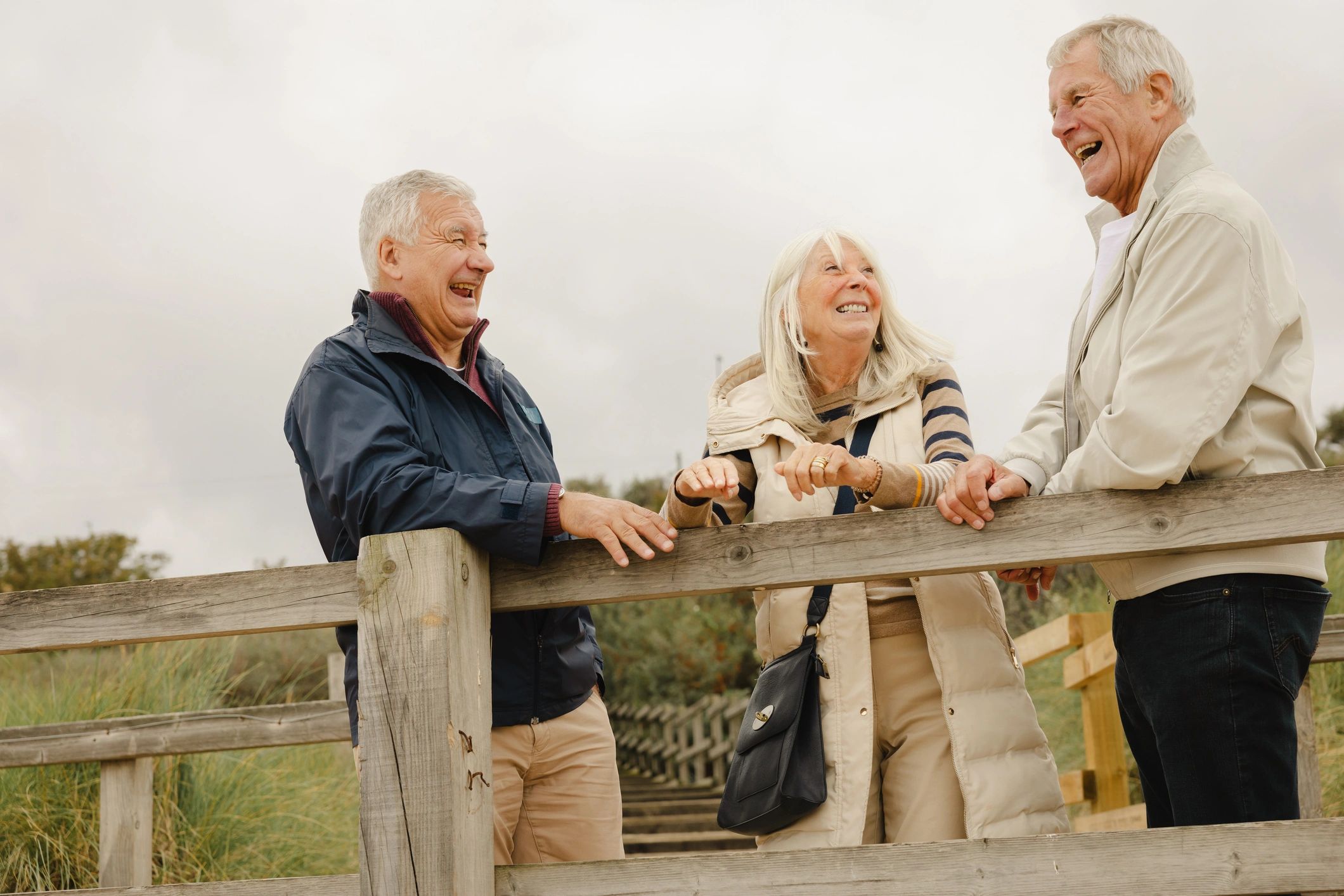 happy retired people outdoors business